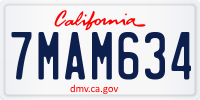CA license plate 7MAM634