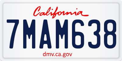 CA license plate 7MAM638