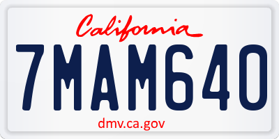 CA license plate 7MAM640