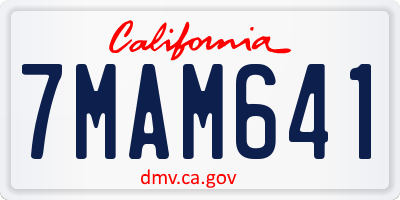 CA license plate 7MAM641