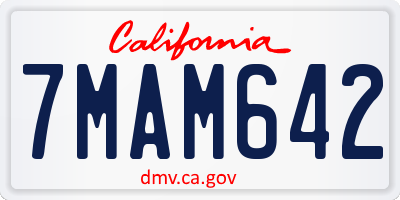 CA license plate 7MAM642