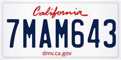 CA license plate 7MAM643