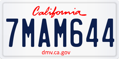CA license plate 7MAM644
