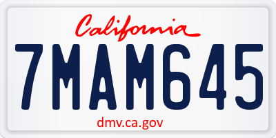 CA license plate 7MAM645
