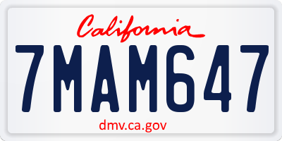 CA license plate 7MAM647