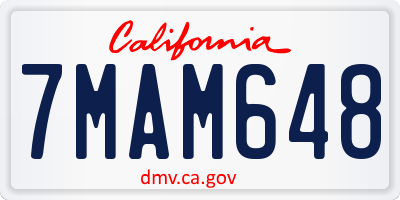 CA license plate 7MAM648