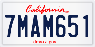 CA license plate 7MAM651