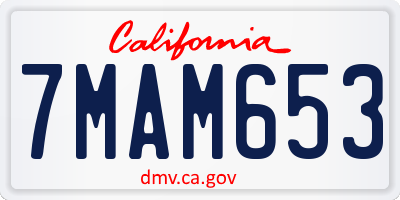CA license plate 7MAM653