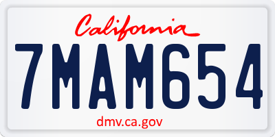 CA license plate 7MAM654