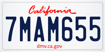 CA license plate 7MAM655