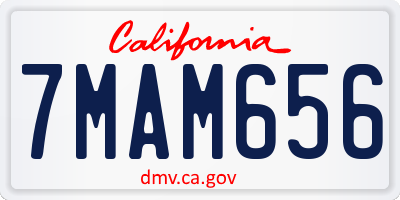 CA license plate 7MAM656