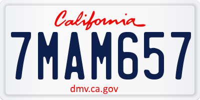 CA license plate 7MAM657