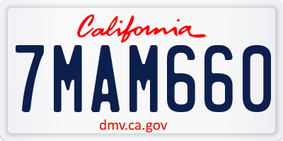 CA license plate 7MAM660
