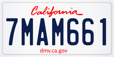 CA license plate 7MAM661
