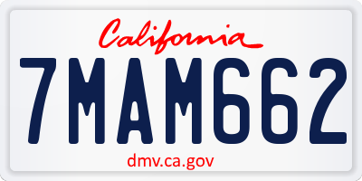 CA license plate 7MAM662