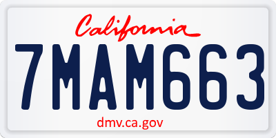 CA license plate 7MAM663