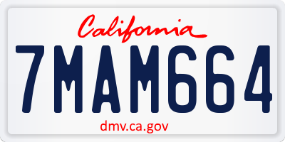 CA license plate 7MAM664