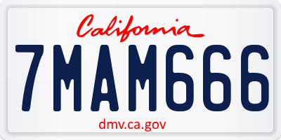 CA license plate 7MAM666