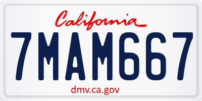 CA license plate 7MAM667