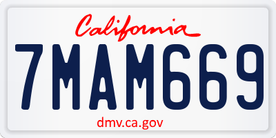 CA license plate 7MAM669