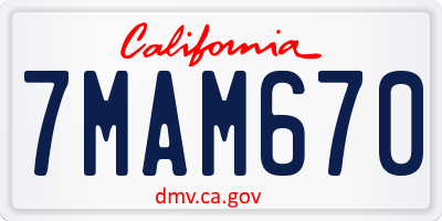 CA license plate 7MAM670