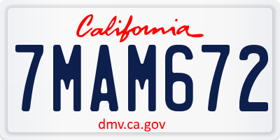 CA license plate 7MAM672