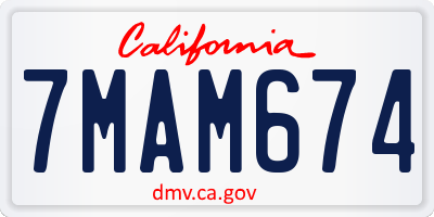 CA license plate 7MAM674