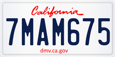 CA license plate 7MAM675