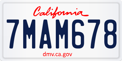 CA license plate 7MAM678
