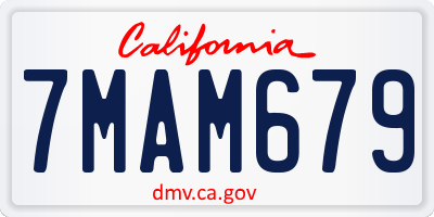 CA license plate 7MAM679