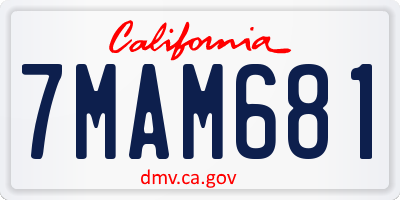 CA license plate 7MAM681