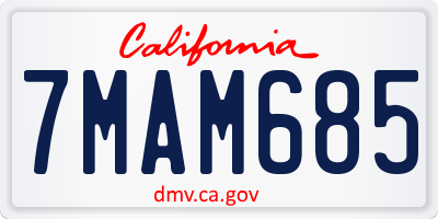 CA license plate 7MAM685