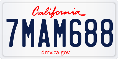 CA license plate 7MAM688