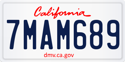 CA license plate 7MAM689