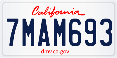 CA license plate 7MAM693