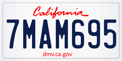CA license plate 7MAM695