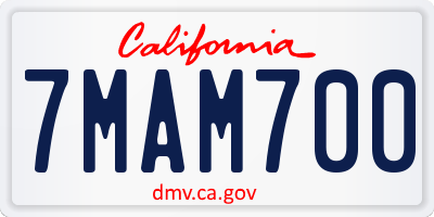 CA license plate 7MAM700