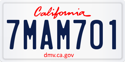 CA license plate 7MAM701