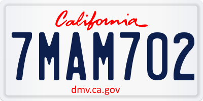 CA license plate 7MAM702