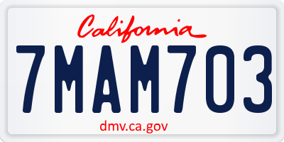 CA license plate 7MAM703