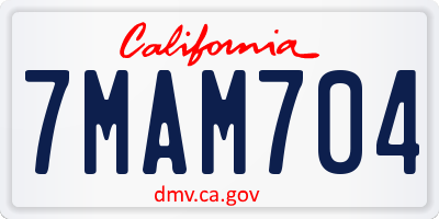 CA license plate 7MAM704
