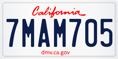 CA license plate 7MAM705
