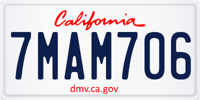 CA license plate 7MAM706