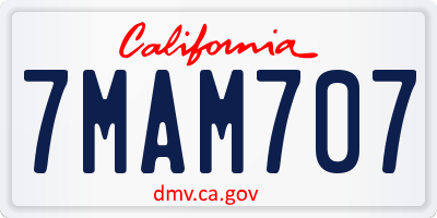 CA license plate 7MAM707