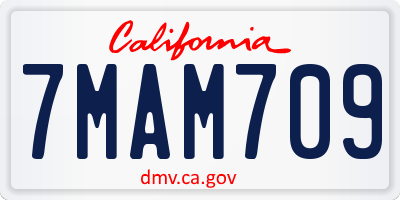 CA license plate 7MAM709