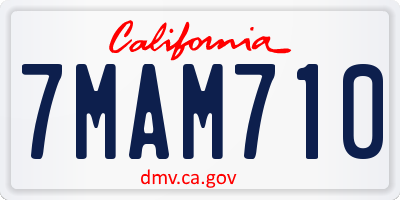 CA license plate 7MAM710