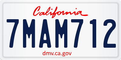 CA license plate 7MAM712