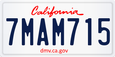 CA license plate 7MAM715