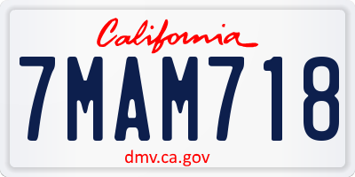 CA license plate 7MAM718