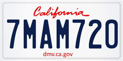 CA license plate 7MAM720